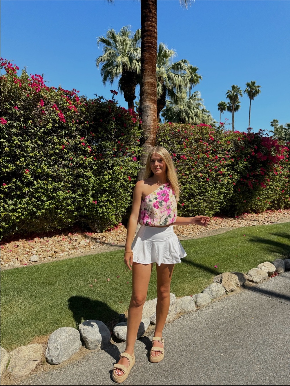 Abercrombie & Fitch Pink Floral Asymmetrical Top